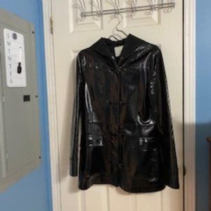BLACK PATENT LEATHER JACKET-LARGE